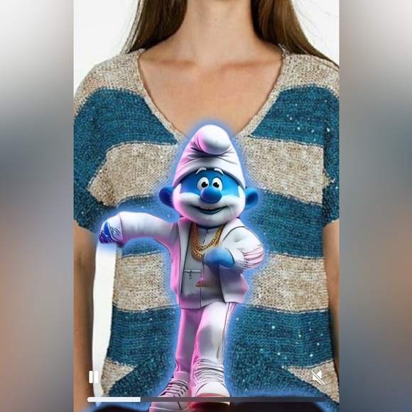 BKE Buckle Striped Sequin V Neck Short Sleeve Sweater - Picture 11 of 11